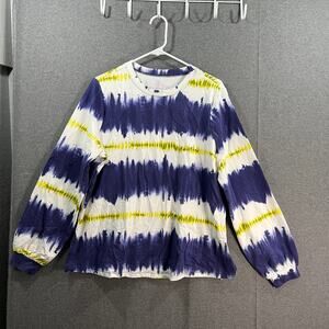 AnyBody Washed French Terry Printed Pullover Top Wisteria TieDye Medium